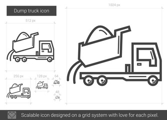 Canvas Print - Dump truck line icon.