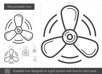 Wall Mural - Ship propeller line icon.