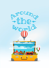 Poster - Travel bag vector illustration. Around the world