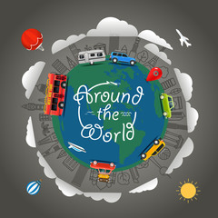 Poster - Travel around the Earth. Around the world. Vector illustration