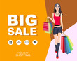 © annbozhko - Flat style poster Big sale with icons. Shopping wonan