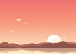 Landscape Sunset Background Vector Illustration