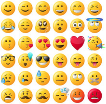 Smileys Emoticons Emojis Set Gelb