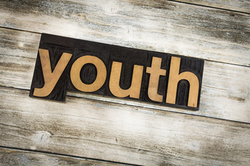 Sticker - Youth Letterpress Word on Wooden Background