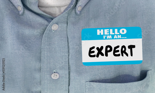 Fotomural Expert Name Tag Sticker Shirt Worker Employee Staff 3d Illustration