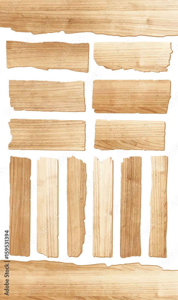 Vector wood plank isolated on white background - obrazy, fototapety, plakaty 