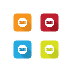 Wall Mural - Colorful Flat Sale Badge Icons With Long Shadow