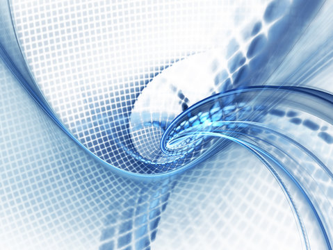 Abstract blue background element. Grids and curves series. Fractal graphics. Composition of net shapes, curves, motion blur and waveforms. High resolution.