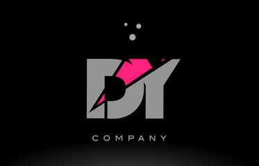 dy d y alphabet letter logo pink grey black icon