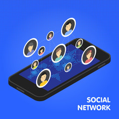 Poster - Social network and technology concept Global communication by smart phone mobile internet