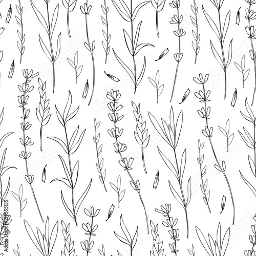 Dekoracja na wymiar  kwiatowy-wzor-bezszwowe-wektor-recznie-rysowane-kwiat-lawendy-ozdobne-tekstury-szkic-tuszem