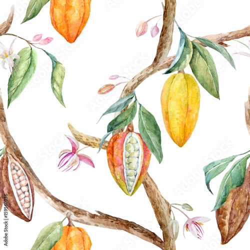 Naklejka dekoracyjna Watercolor cocoa vector pattern