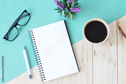 Fotografía Still life, business, office supplies or education concept : Top view image of o