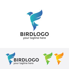 Wall Mural - Abstract blue bird logo