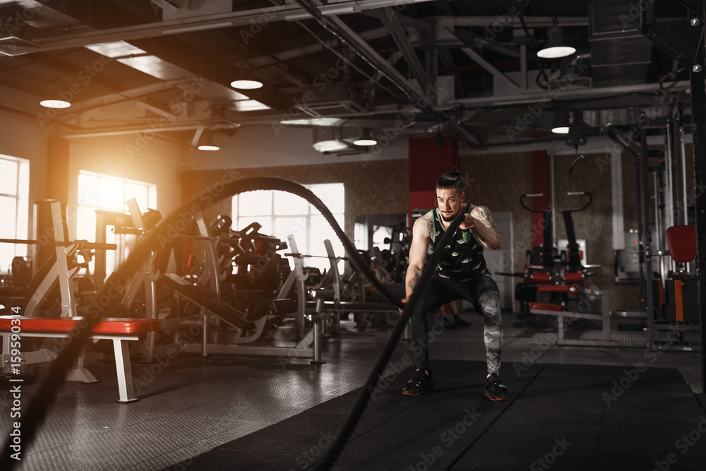 Photo Art Print Men With Battle Rope Battle Ropes Exercise