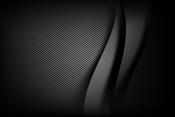 Poster - Abstract background dark and black carbon fiber with curve and layered overlap element vector illustration