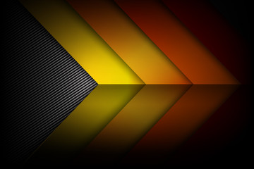 Poster - abstract red orange yellow background dark and black carbon fiber with curve and layered overlap ele