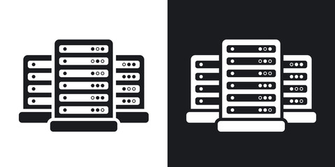 Wall Mural - Vector data center icon. Two-tone version on black and white background