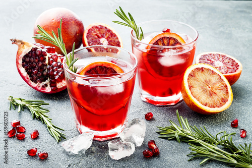 Fotografie, Obraz Red cocktail with blood orange and pomegranate