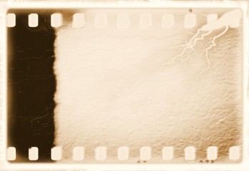 Poster - Vintage sepia film strip frame. Plaster textured.