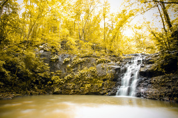 Ton Sai Waterfall is Sai. Waterfalls that have no water all year round in Namtok Sam Lan National Park
