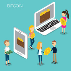 Bitcoin concept  Isometric 3D vector. illustration EPS10.