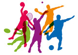 Fototapeta  - sport - sportif - tennis - football - basket - rugby -handball - silhouette - affiche