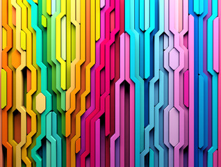 Fototapete - 3D rendering abstract background of multi-colored lines shapes