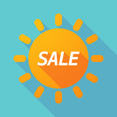 Sticker - Long shadow Sun with    the text SALE