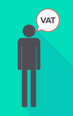 Sticker - Long shadow male pictogram with  the value added tax acronym VAT