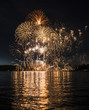 Spectacular fireworks over lake