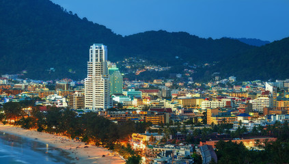 Patong Beach, high angle before sunset, beautiful light.