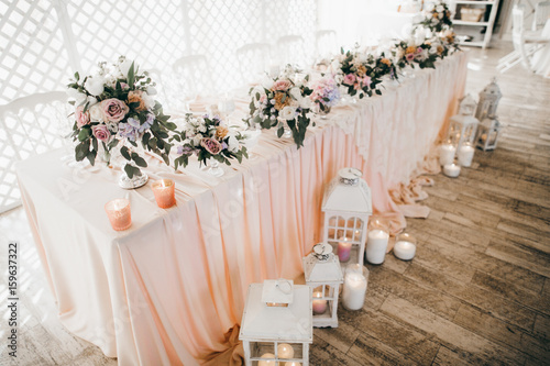 Pink Wedding Decoration With White And Green Flowers Buy This