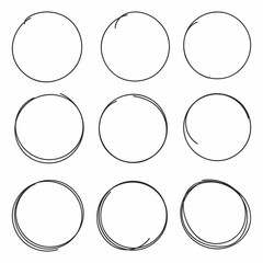 Poster - Set of hand drawn scribble circles isolated on white background