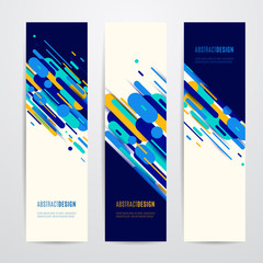 Fototapete - vector illustration of vertical geometry round, diagonal and line banner set