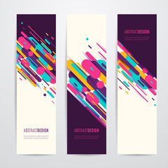 Canvas Print - Vector illustration of vertical geometry round, diagonal and line banner set