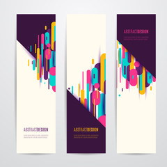 Fototapete - Vector illustration of vertical geometry round, diagonal and line banner set
