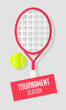 © yanabear - Tennis ball and racket on gray background. Vector.