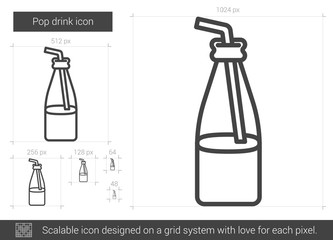 Sticker - Pop drink vector line icon isolated on white background. Pop drink line icon for infographic, website or app. Scalable icon designed on a grid system.