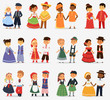 Lttle kids children couples character of world dress girls and boys in different traditional national costumes and cute nationality dress vector illustration.