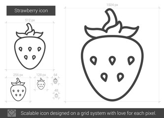 Sticker - Strawberry vector line icon isolated on white background. Strawberry line icon for infographic, website or app. Scalable icon designed on a grid system.