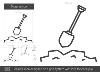 Sticker - Digging line icon.