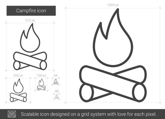 Canvas Print - Campfire line icon.