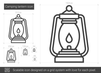 Sticker - Camping lantern line icon.