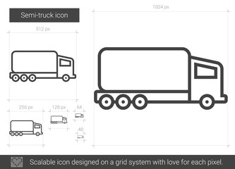 Canvas Print - Semi-truck line icon.