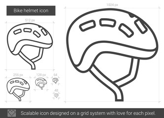 Sticker - Bike helmet line icon.