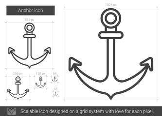 Sticker - Anchor line icon.