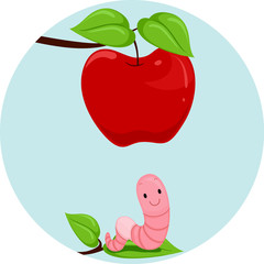 Canvas Print - Preposition Apple Worm Below