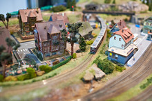 Toy Railway With Train And Houses