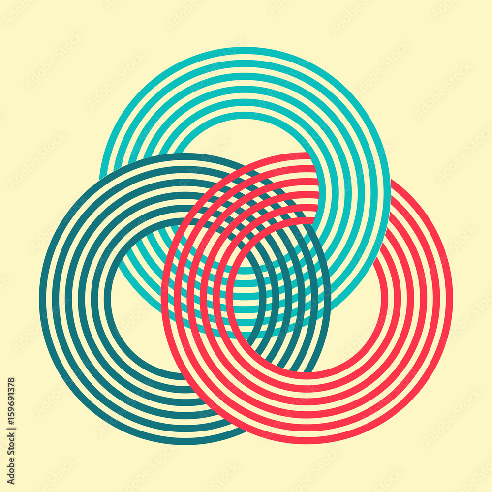 three interlocked striped rings symbol pattern in colors Stock Vector ...